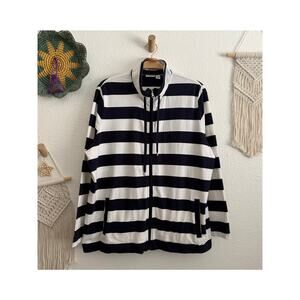 Croft & Barrow Nautical Blue and White Zip Up Sweatshirt Size 1X
